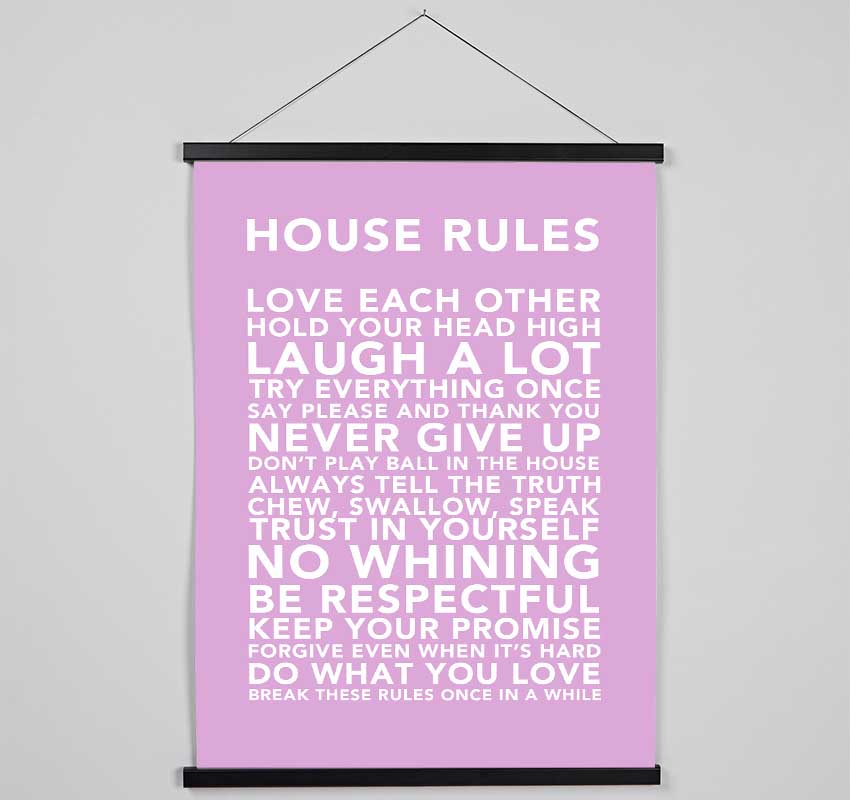 Family Quote House Rules 3 Pink Hanging Poster - Wallart-Direct UK