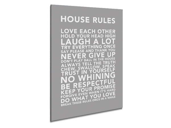 Family Quote House Rules 3 Grey White