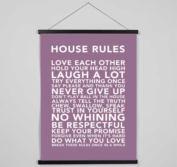 Family Quote House Rules 3 Dusty Pink Hanging Poster - Wallart-Direct UK