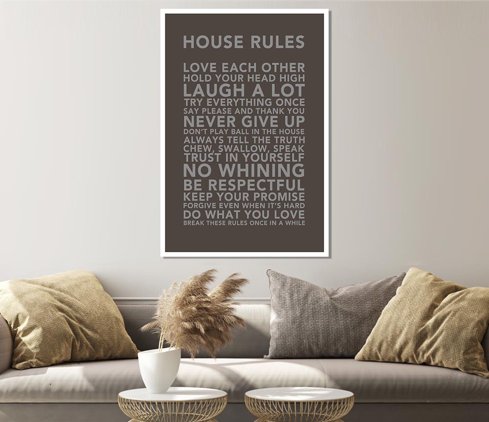 Family Quote House Rules 3 Chocolate Print Poster Wall Art