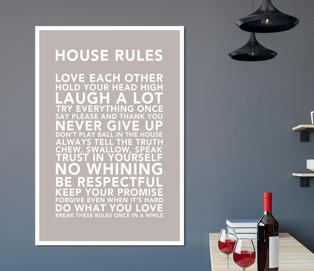 Family Quote House Rules 3 Beige Print Poster Wall Art