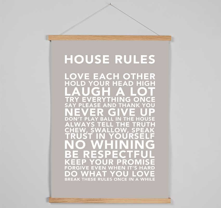 Family Quote House Rules 3 Beige Hanging Poster - Wallart-Direct UK