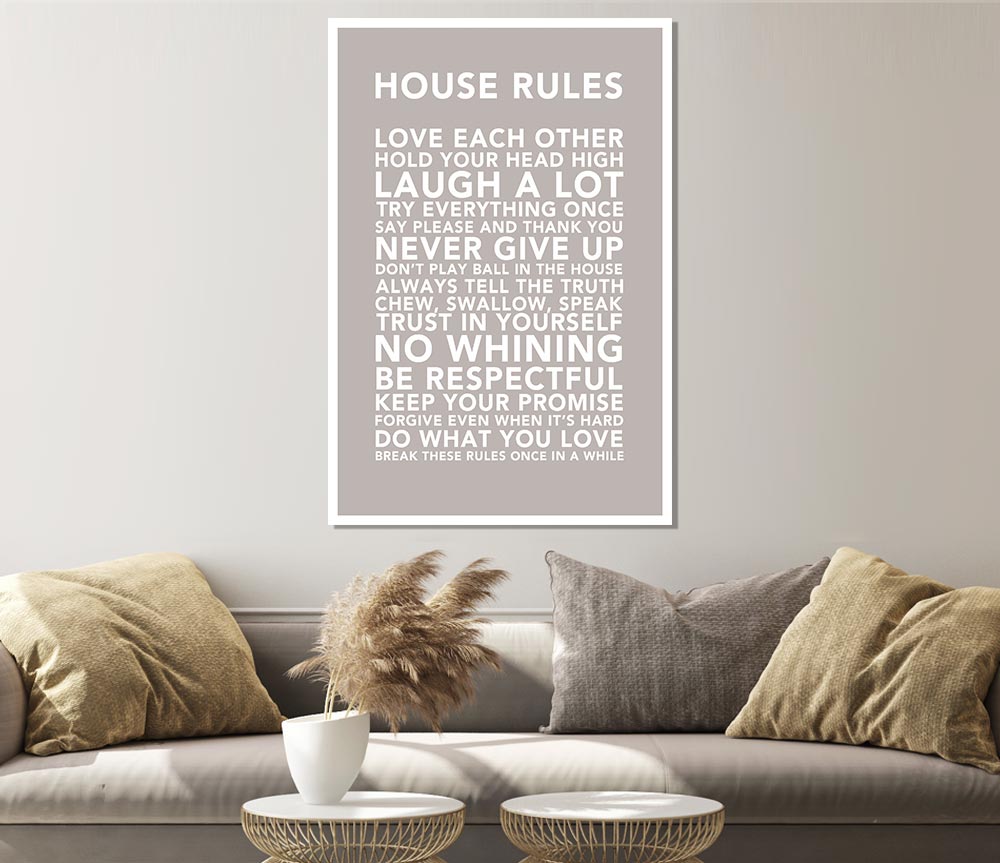 Family Quote House Rules 3 Beige Print Poster Wall Art