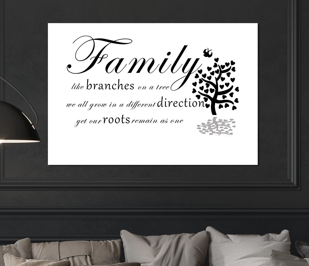 Family Quote Family Like Branches On A Tree White Print Poster Wall Art