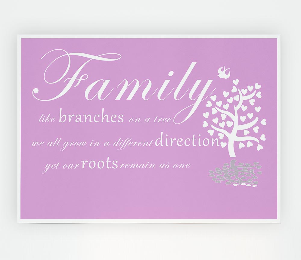 Family Quote Family Like Branches On A Tree Pink Print Poster Wall Art