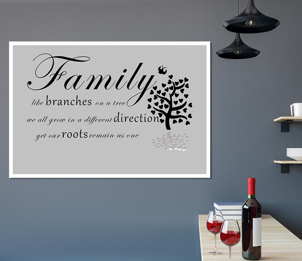 Family Quote Family Like Branches On A Tree Grey Print Poster Wall Art