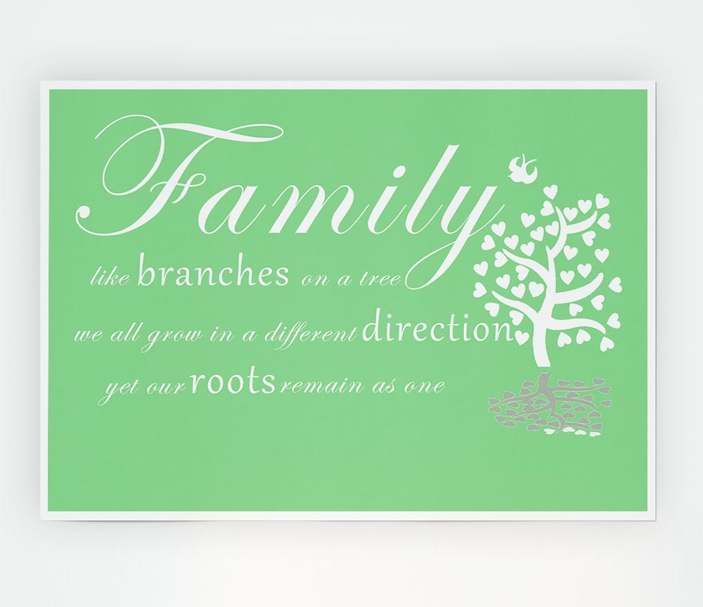 Family Quote Family Like Branches On A Tree Green Print Poster Wall Art