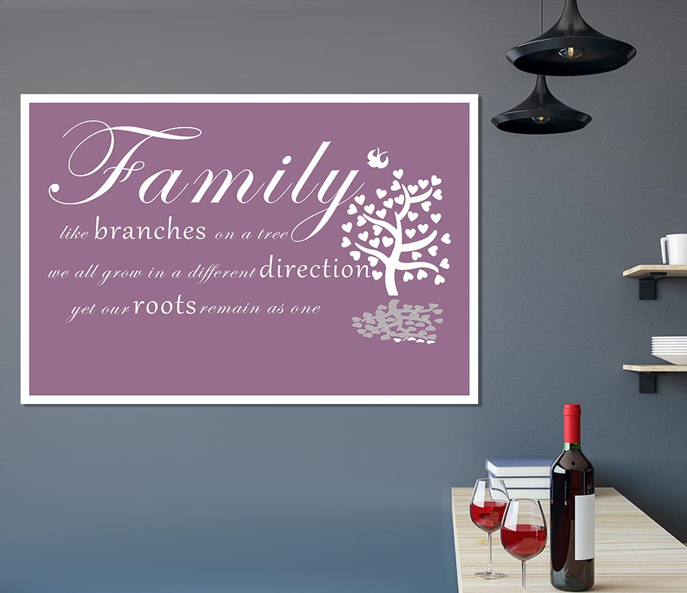 Family Quote Family Like Branches On A Tree Dusty Pink Print Poster Wall Art