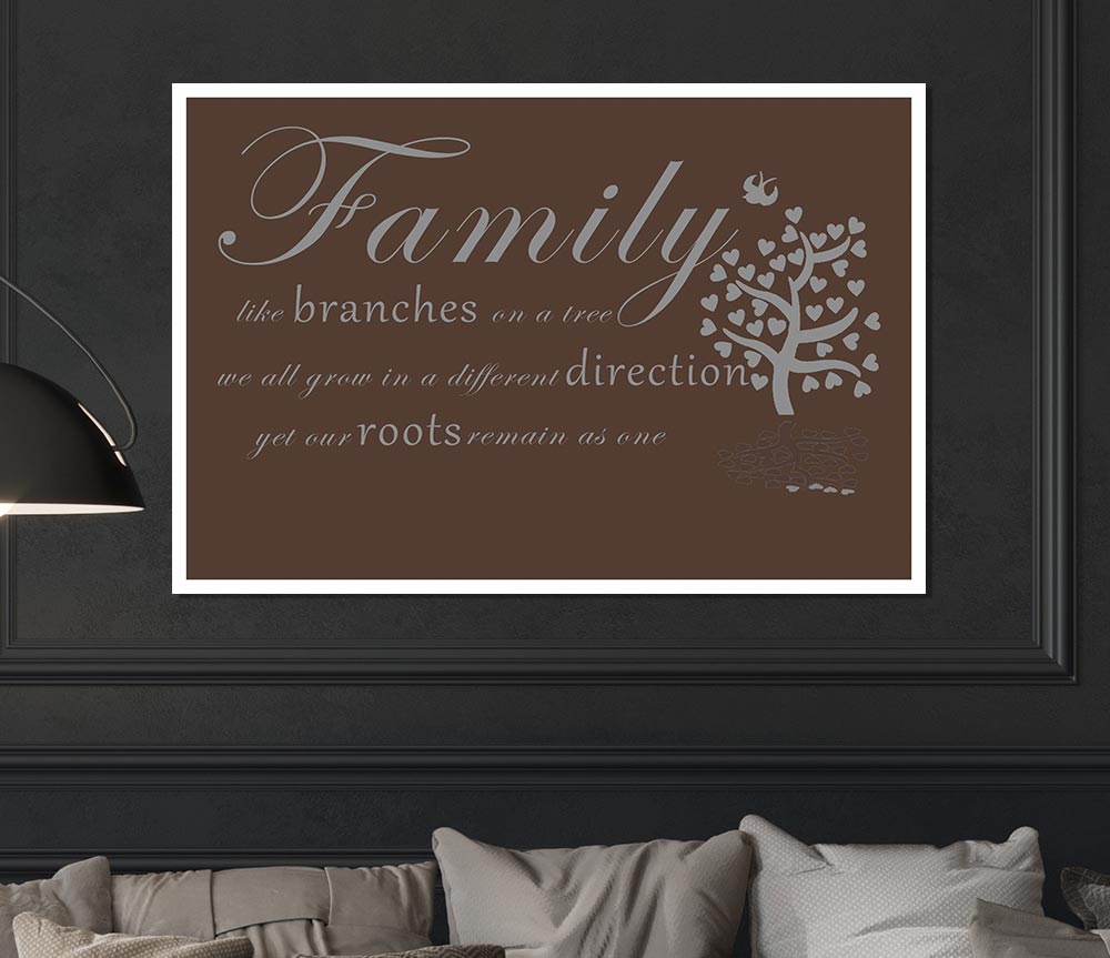 Family Quote Family Like Branches On A Tree Chocolate Print Poster Wall Art