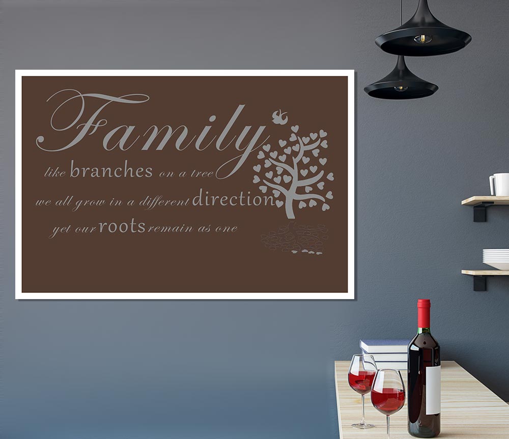 Family Quote Family Like Branches On A Tree Chocolate Print Poster Wall Art