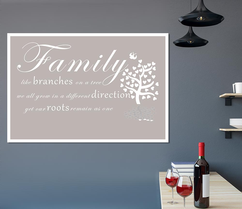 Family Quote Family Like Branches On A Tree Beige Print Poster Wall Art