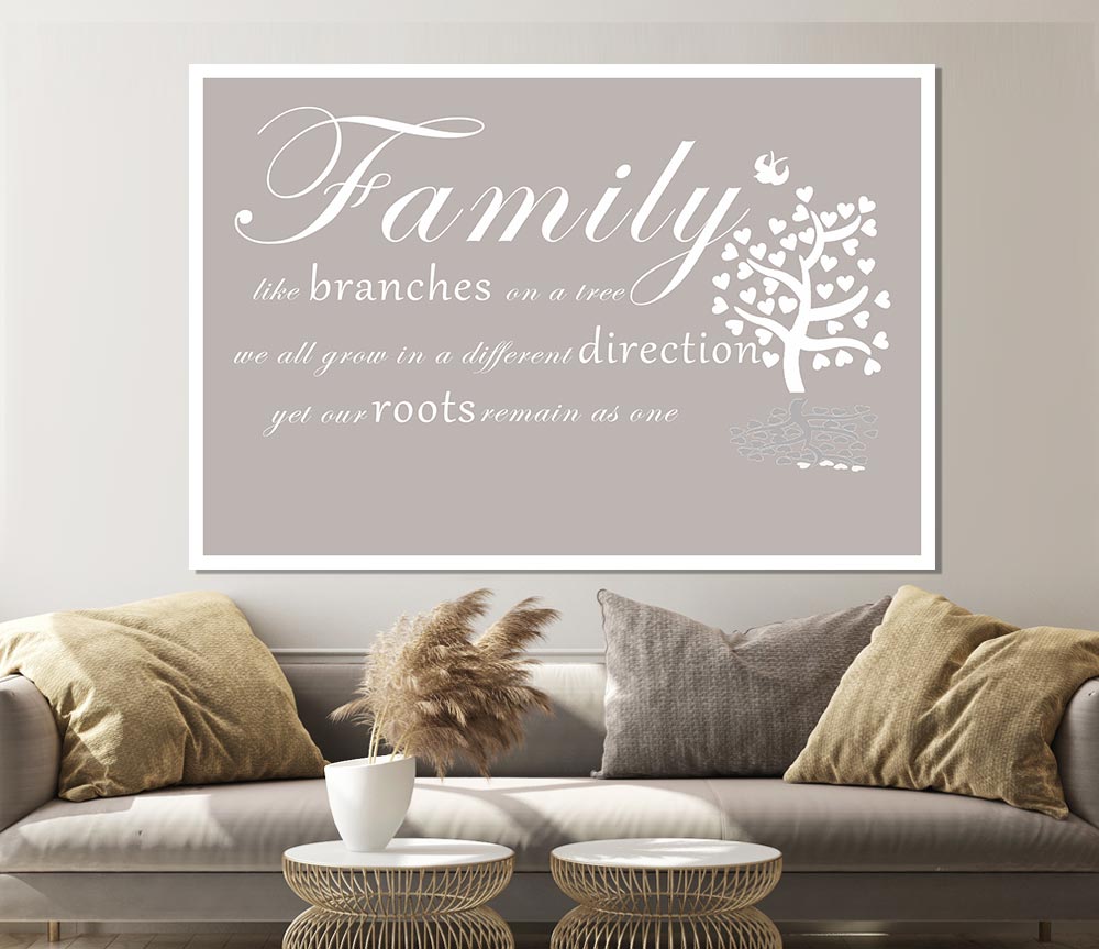 Family Quote Family Like Branches On A Tree Beige Print Poster Wall Art