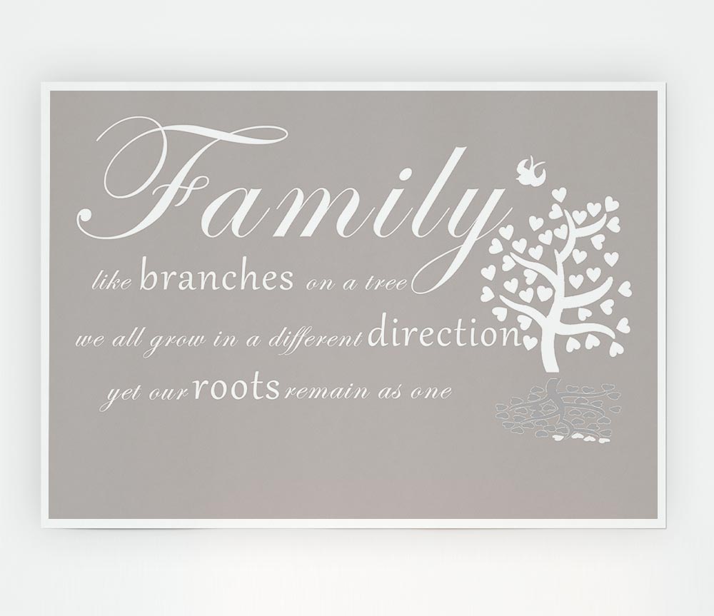 Family Quote Family Like Branches On A Tree Beige Print Poster Wall Art