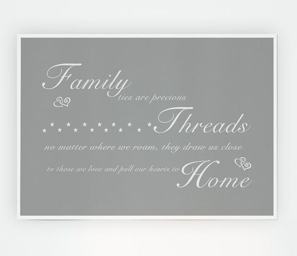 Family Quote Family Ties Are Precious Grey White Print Poster Wall Art