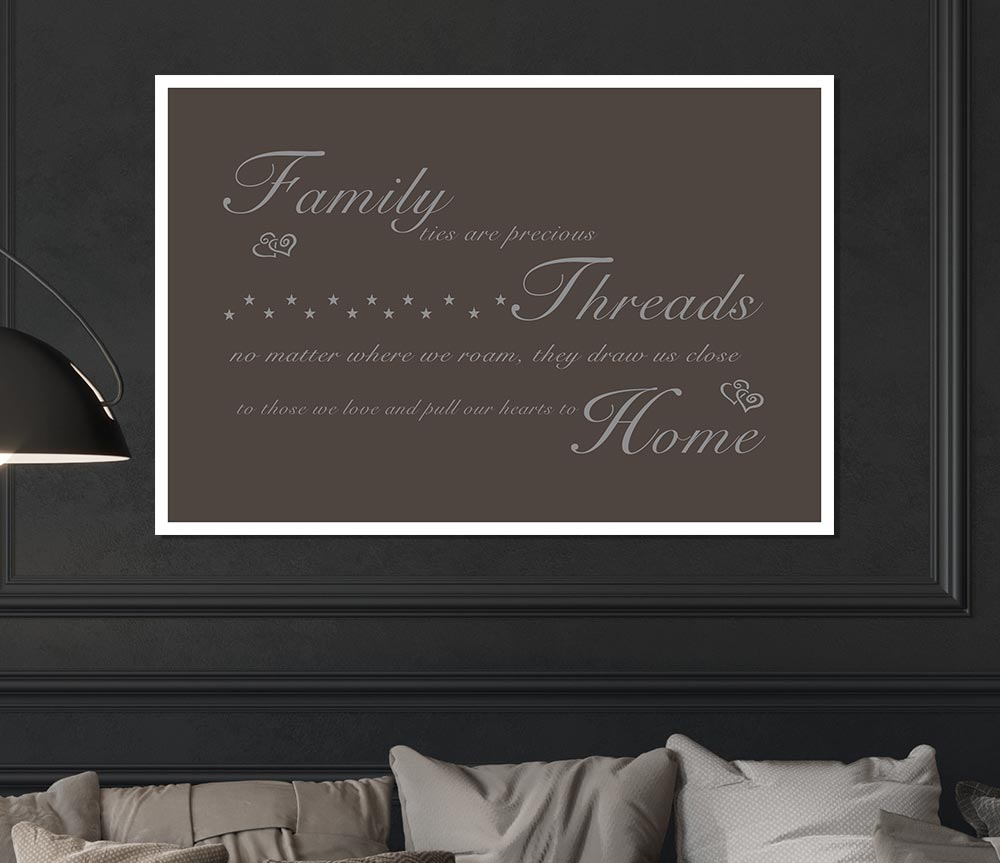 Family Quote Family Ties Are Precious Chocolate Print Poster Wall Art