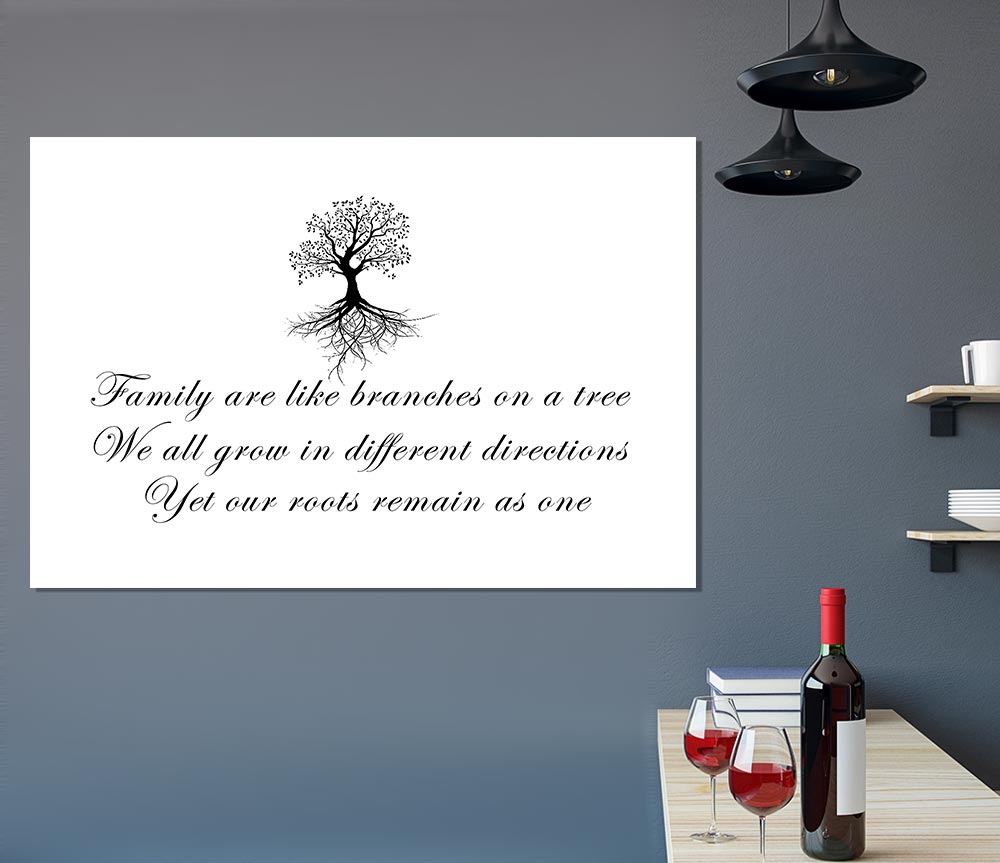 Family Quote Family Are Like Branches White Print Poster Wall Art