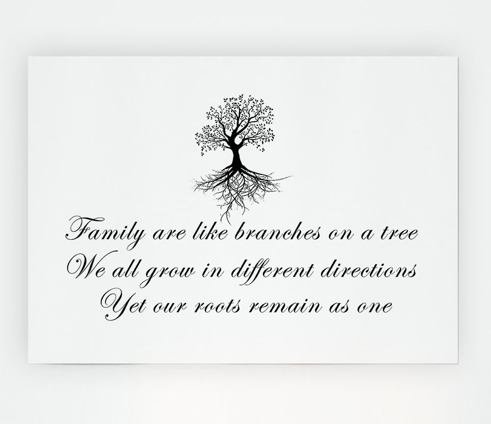 Family Quote Family Are Like Branches White Print Poster Wall Art