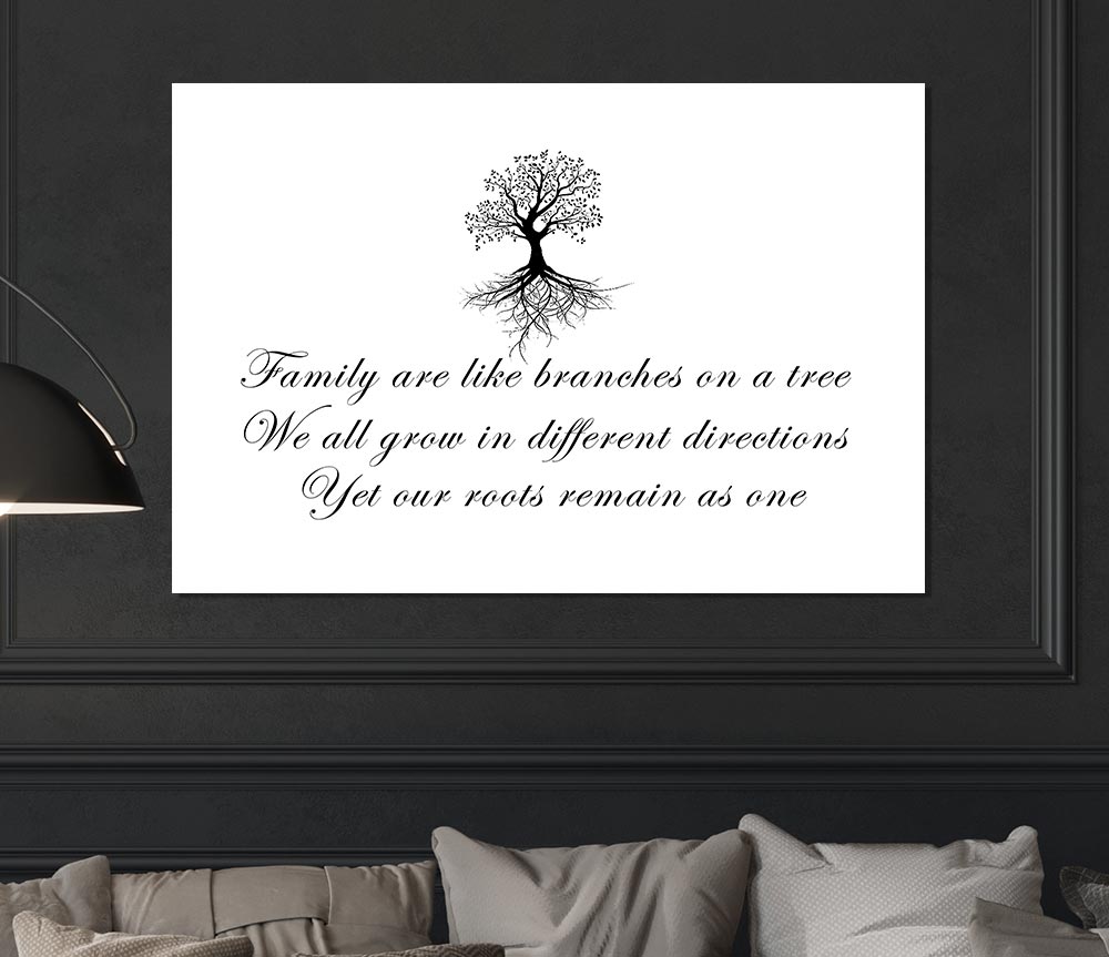 Family Quote Family Are Like Branches White Print Poster Wall Art