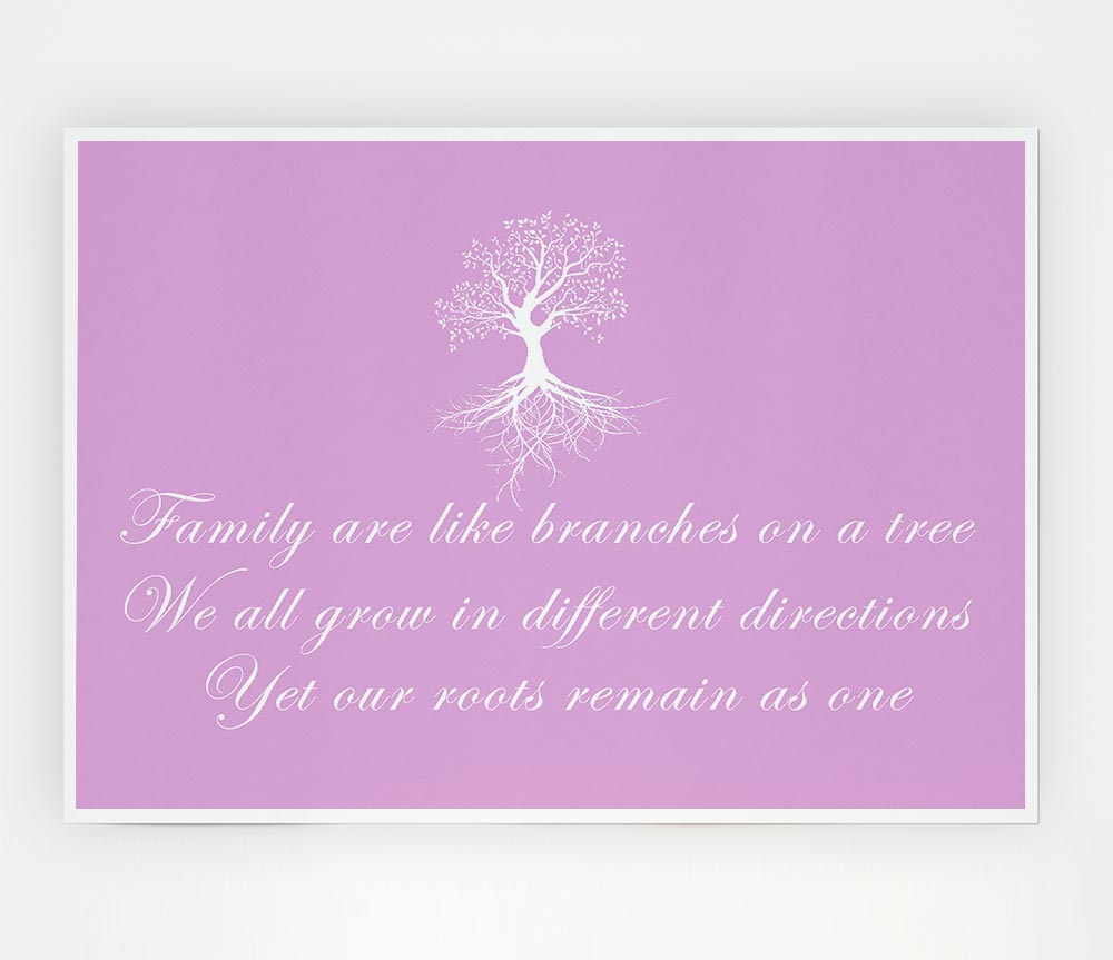 Family Quote Family Are Like Branches Pink Print Poster Wall Art