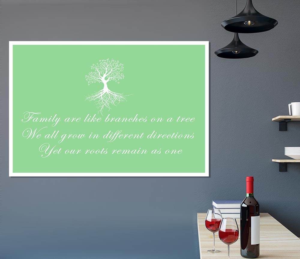 Family Quote Family Are Like Branches Green Print Poster Wall Art