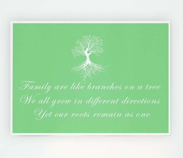 Family Quote Family Are Like Branches Green Print Poster Wall Art