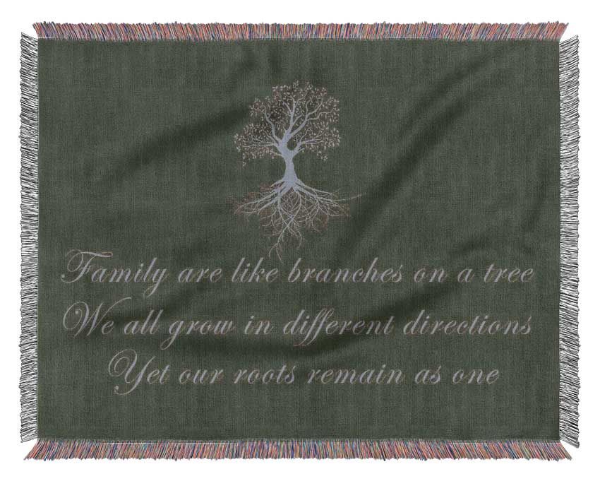 Family Quote Family Are Like Branches Chocolate Woven Blanket