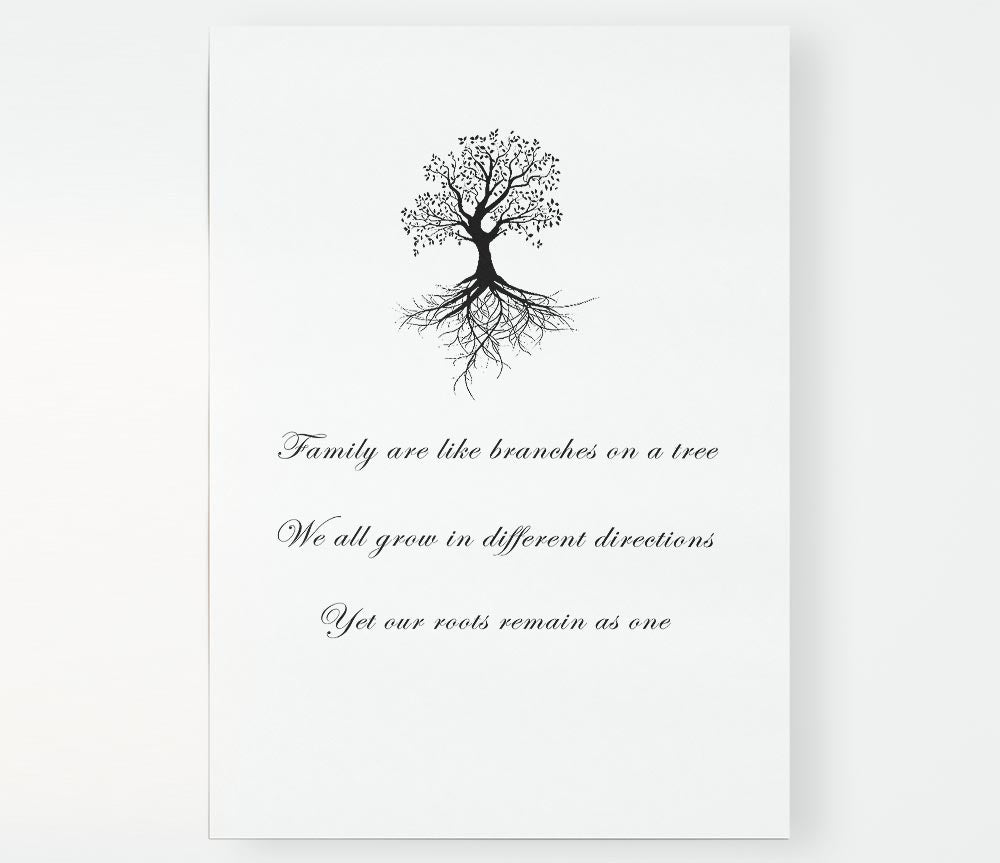 Family Quote Family Are Like Branches 2 White Print Poster Wall Art