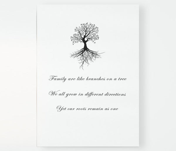 Family Quote Family Are Like Branches 2 White Print Poster Wall Art