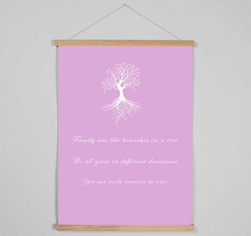 Family Quote Family Are Like Branches 2 Pink Hanging Poster - Wallart-Direct UK