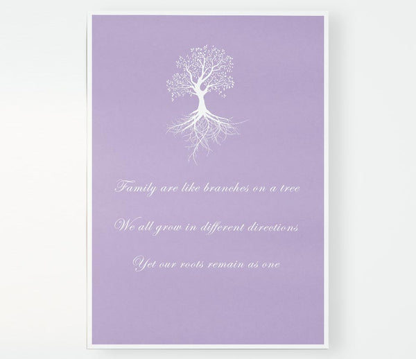 Family Quote Family Are Like Branches 2 Lilac Print Poster Wall Art