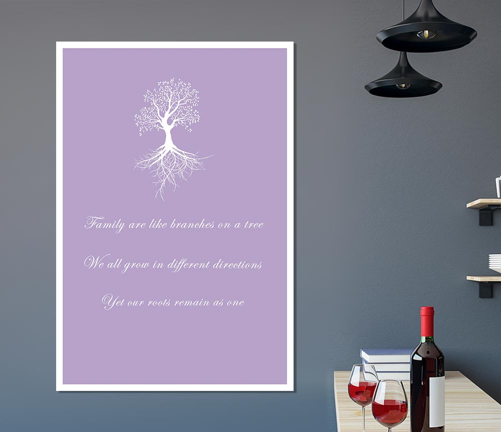 Family Quote Family Are Like Branches 2 Lilac Print Poster Wall Art