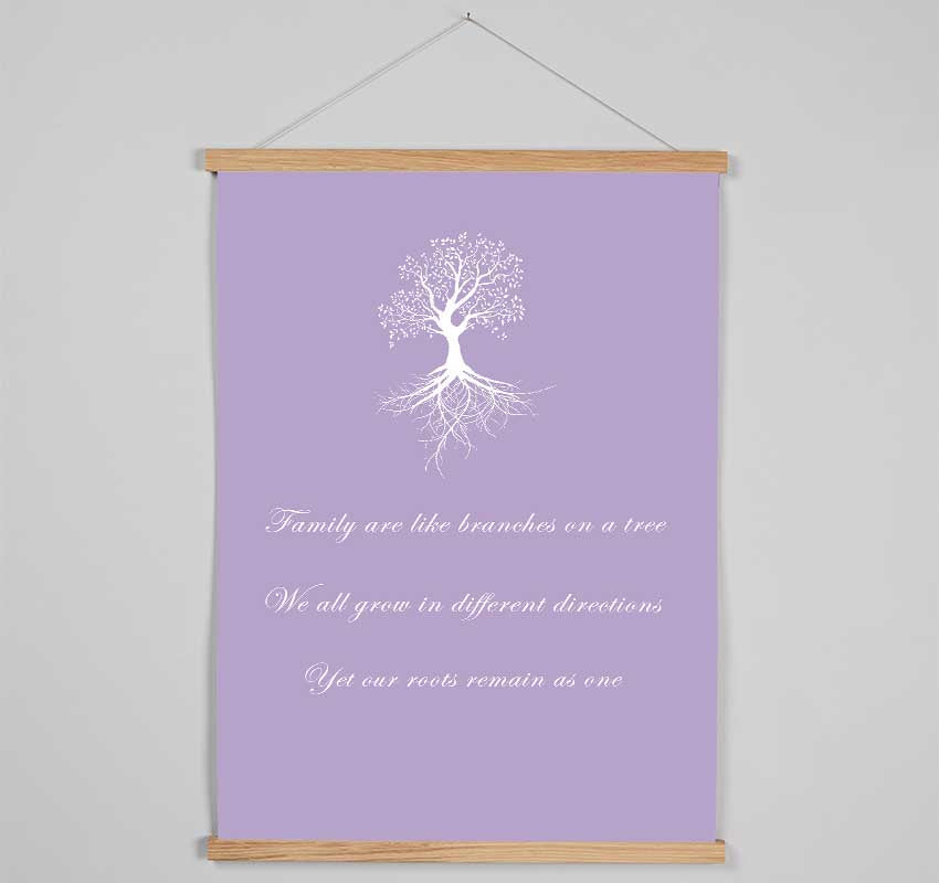 Family Quote Family Are Like Branches 2 Lilac Hanging Poster - Wallart-Direct UK