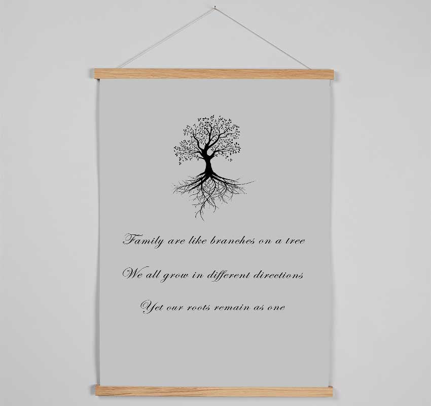 Family Quote Family Are Like Branches 2 Grey Hanging Poster - Wallart-Direct UK