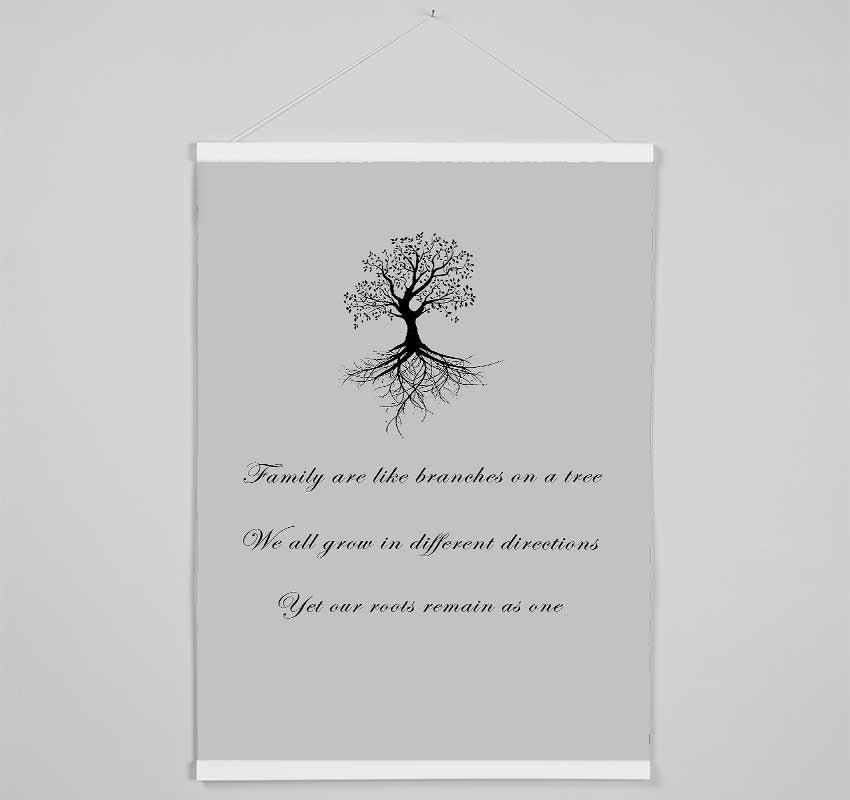 Family Quote Family Are Like Branches 2 Grey Hanging Poster - Wallart-Direct UK