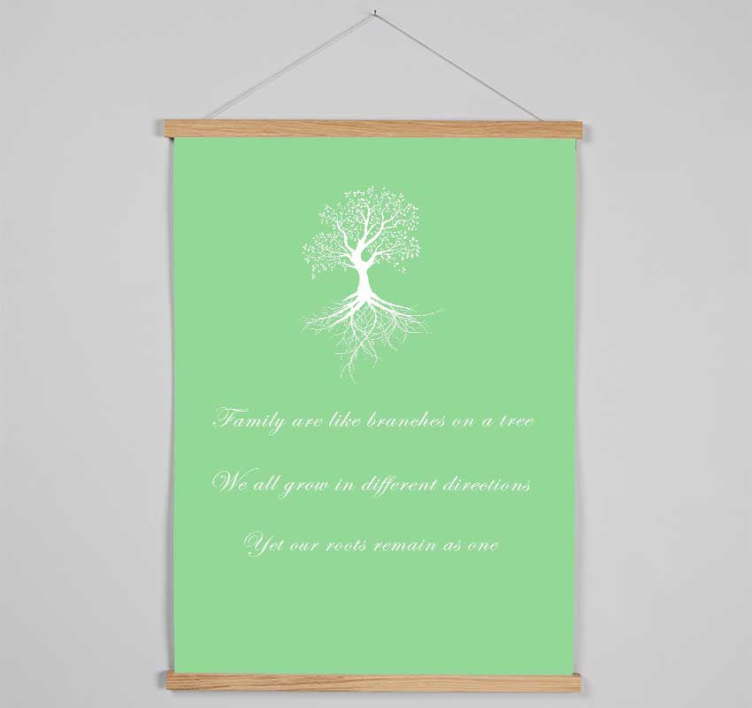 Family Quote Family Are Like Branches 2 Green Hanging Poster - Wallart-Direct UK