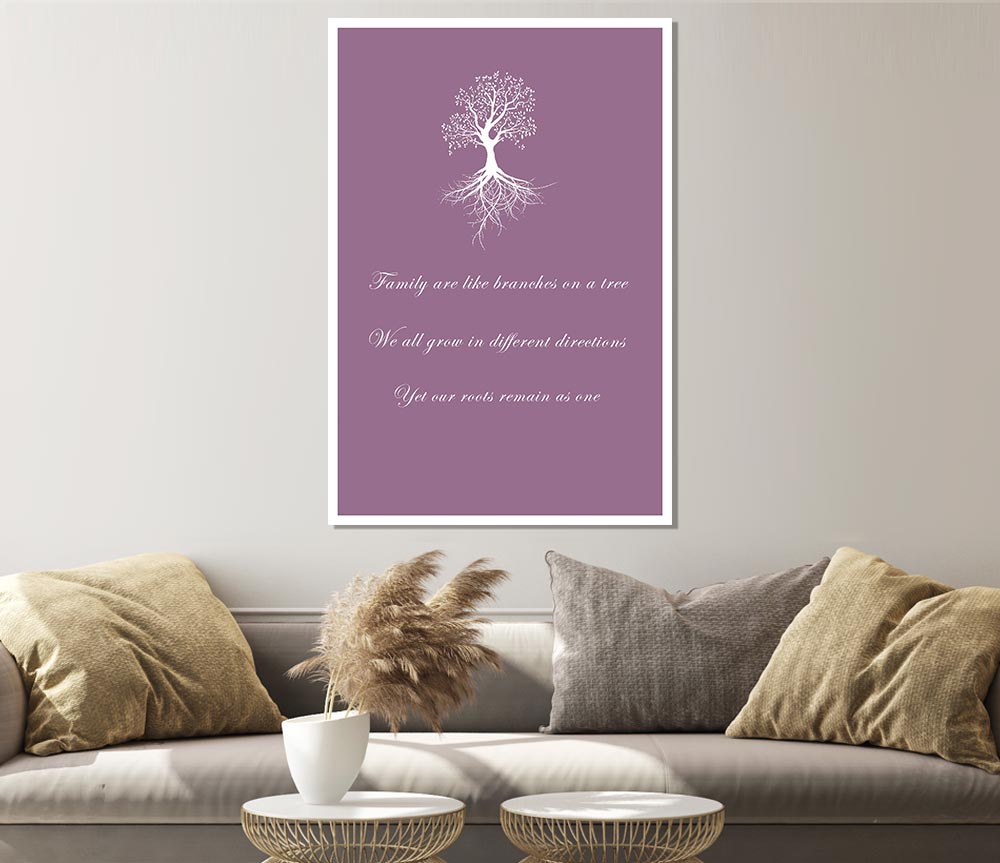 Family Quote Family Are Like Branches 2 Dusty Pink Print Poster Wall Art