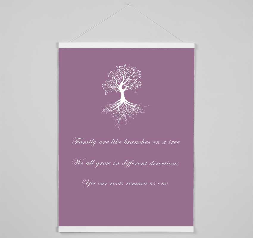 Family Quote Family Are Like Branches 2 Dusty Pink Hanging Poster - Wallart-Direct UK