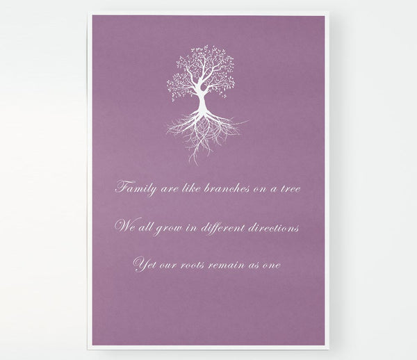 Family Quote Family Are Like Branches 2 Dusty Pink Print Poster Wall Art