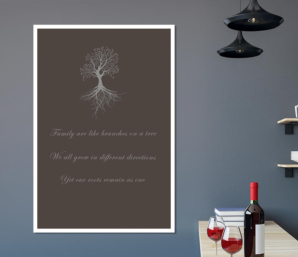 Family Quote Family Are Like Branches 2 Chocolate Print Poster Wall Art