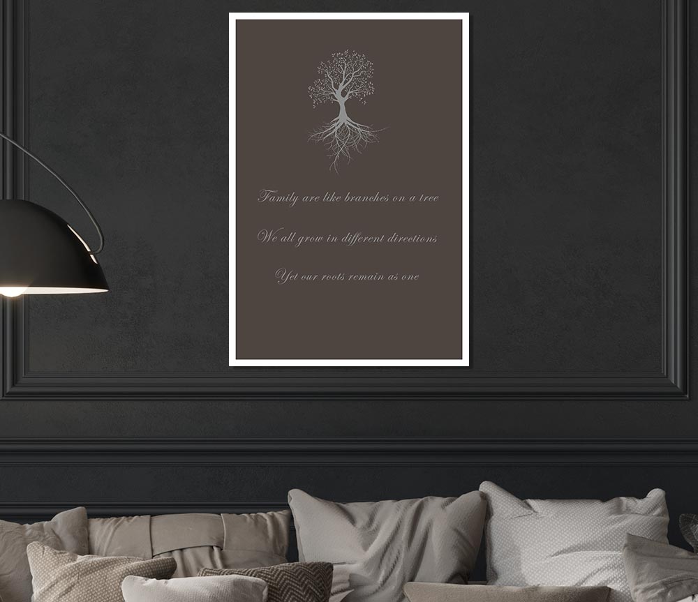 Family Quote Family Are Like Branches 2 Chocolate Print Poster Wall Art