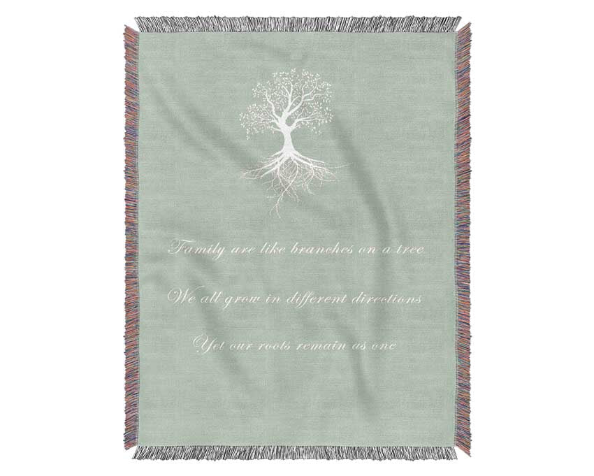 Family Quote Family Are Like Branches 2 Beige Woven Blanket