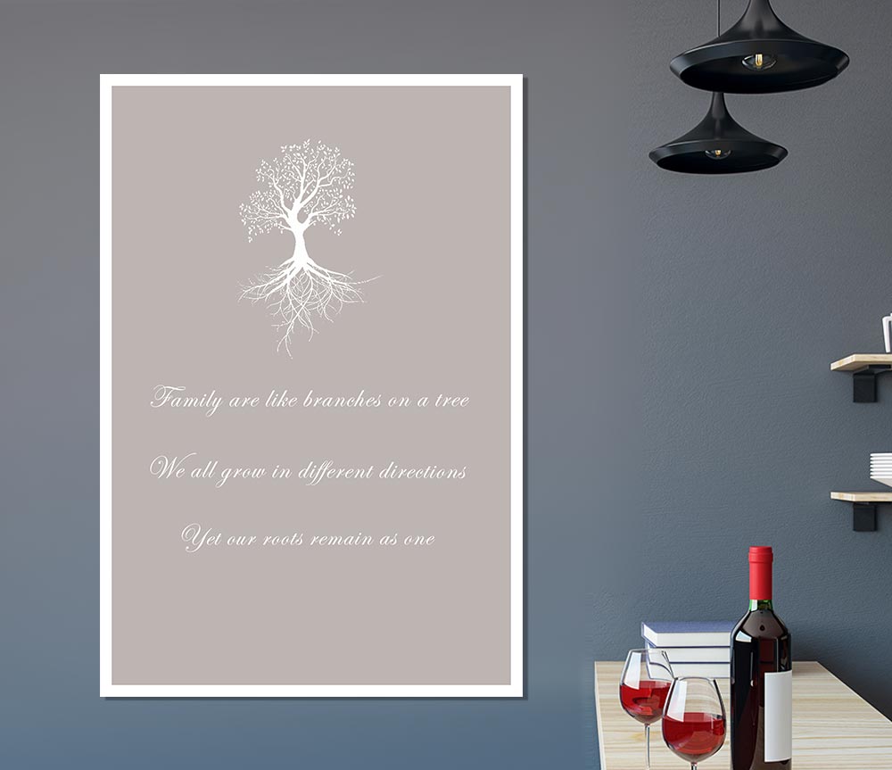 Family Quote Family Are Like Branches 2 Beige Print Poster Wall Art