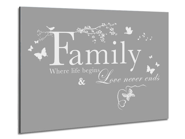 Family Quote Family Where Life Begins Grey White