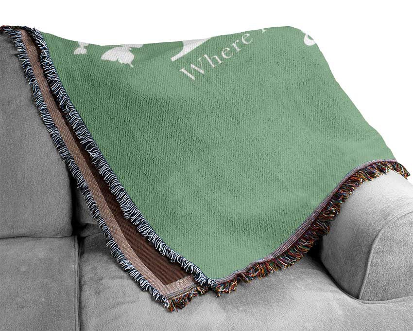 Family Quote Family Where Life Begins Green Woven Blanket