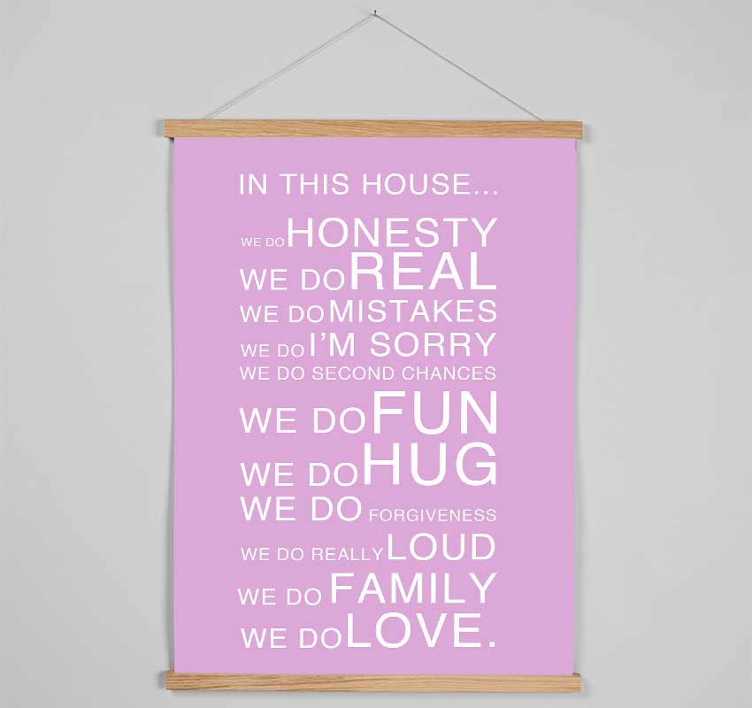 Family Quote In This House Pink Hanging Poster - Wallart-Direct UK