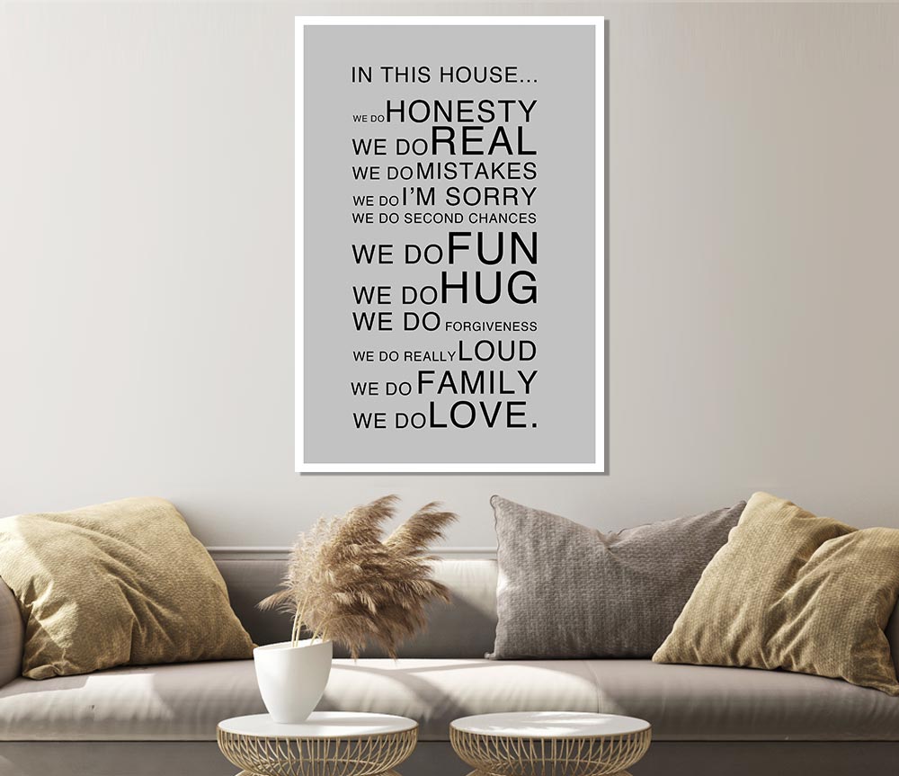 Family Quote In This House Grey Print Poster Wall Art