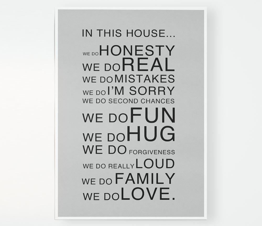 Family Quote In This House Grey Print Poster Wall Art