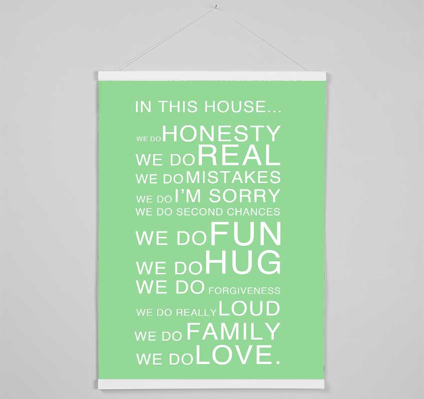 Family Quote In This House Green Hanging Poster - Wallart-Direct UK