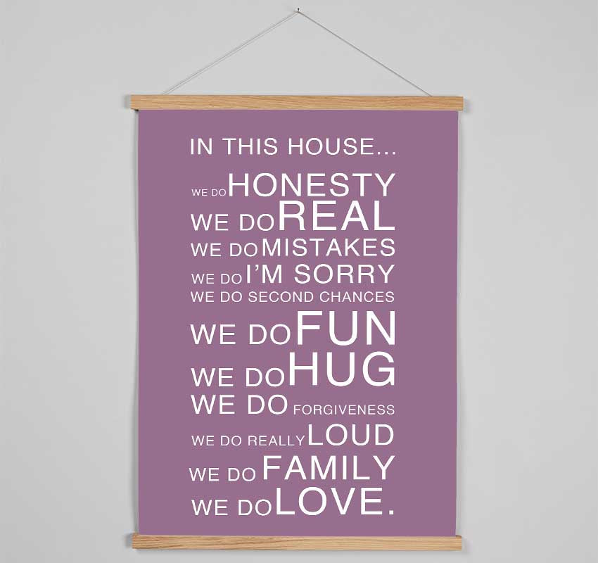 Family Quote In This House Dusty Pink Hanging Poster - Wallart-Direct UK