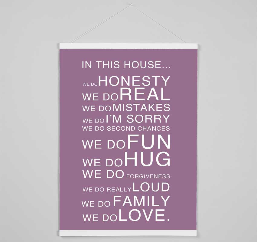 Family Quote In This House Dusty Pink Hanging Poster - Wallart-Direct UK